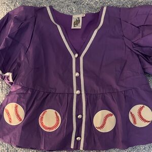 QUEEN OF SPARKLES Purple Baseball Blouse